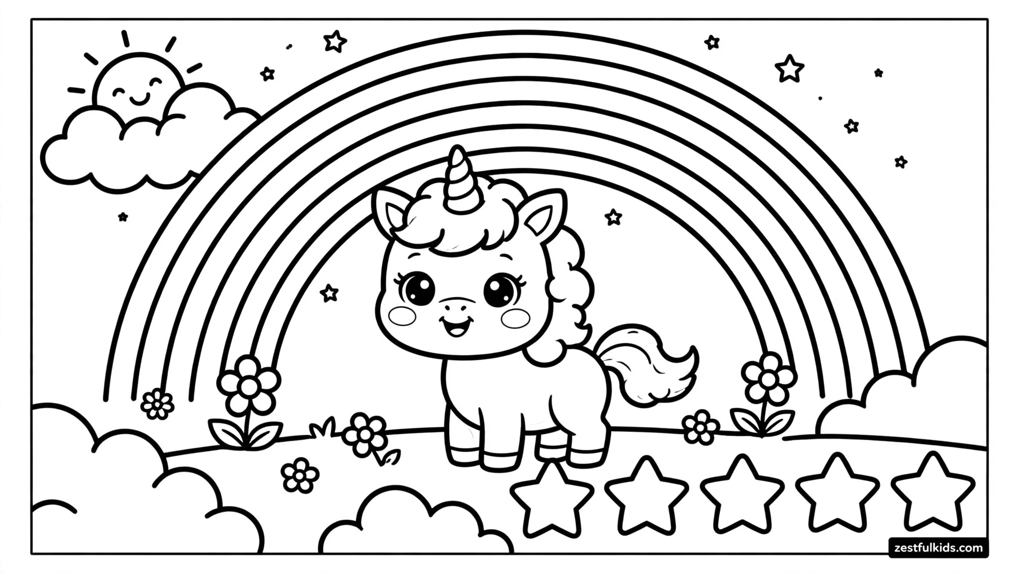 Kawaii Unicorn and Rainbow