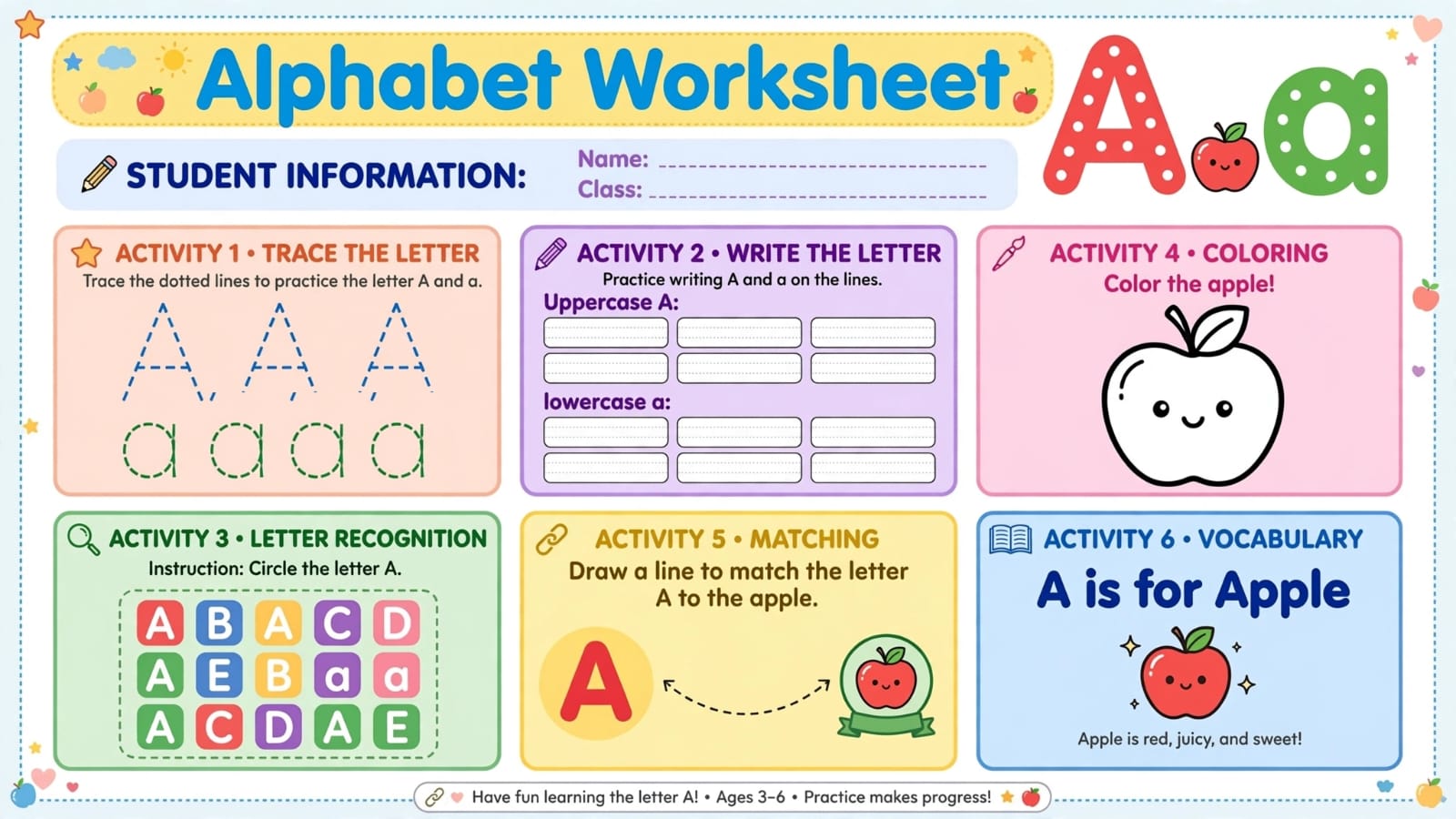 A - Printable Alphabet Worksheets for Kids