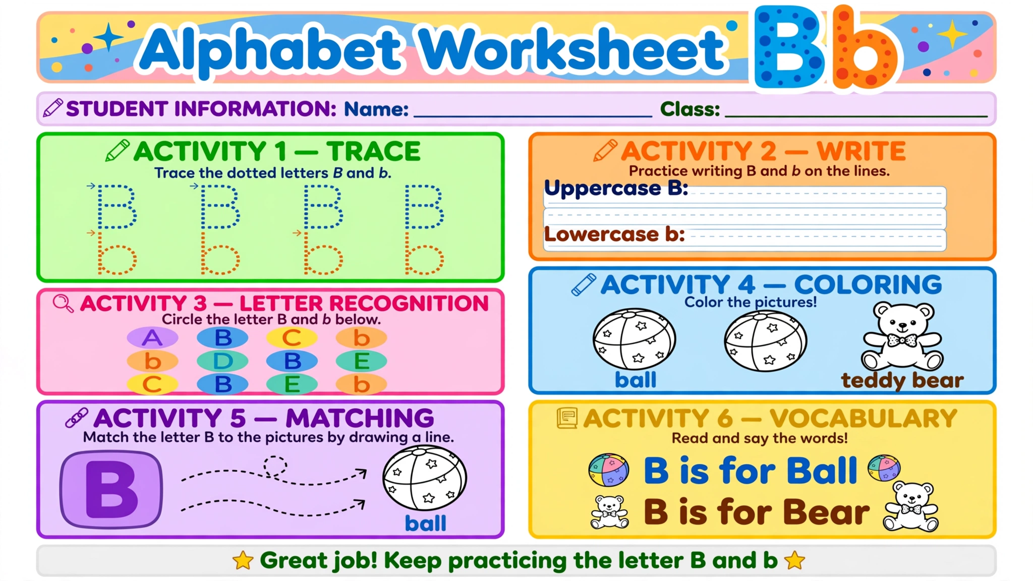 B - Printable Alphabet Worksheets for Kids