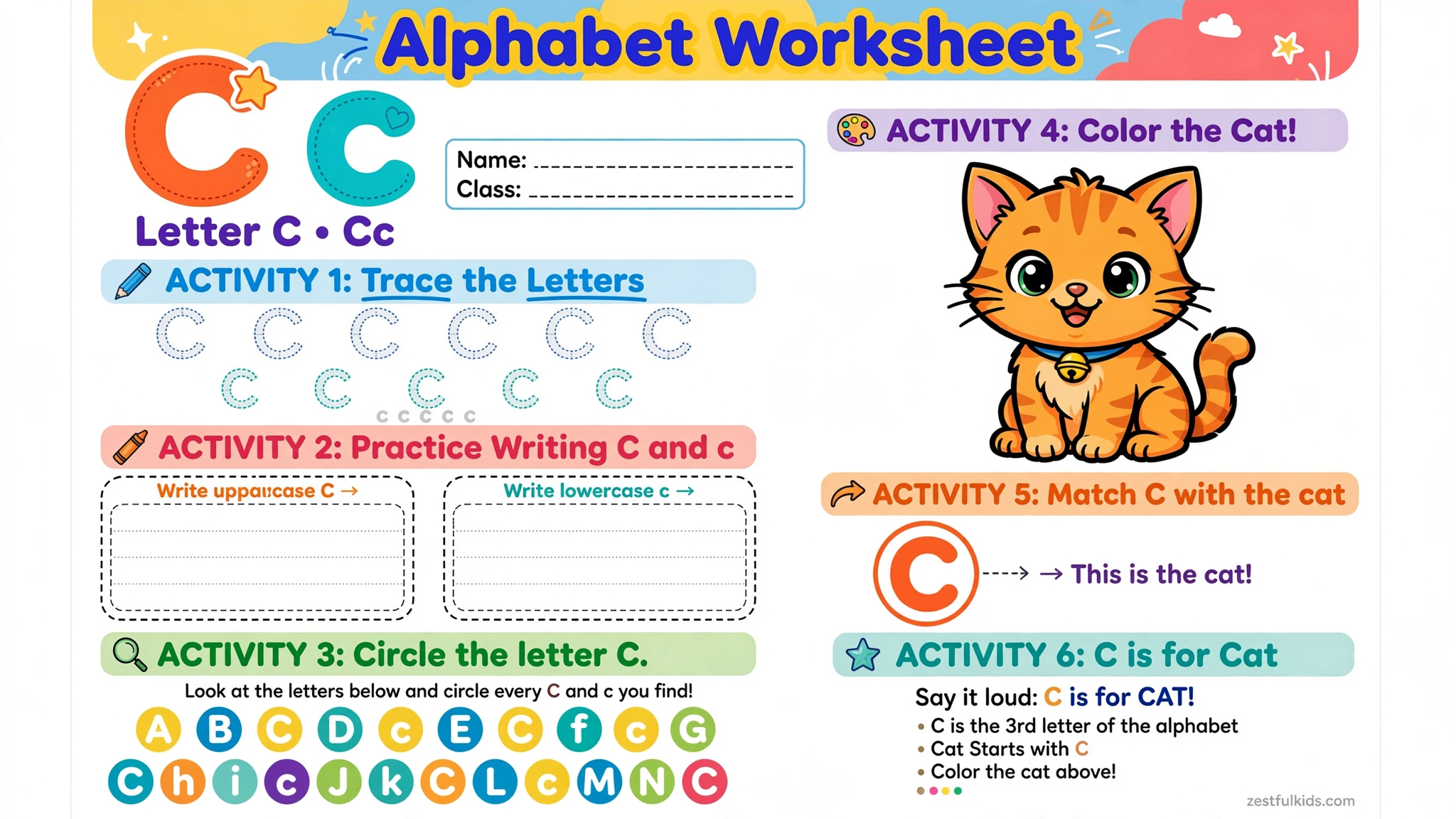 C - Printable Alphabet Worksheets for Kids