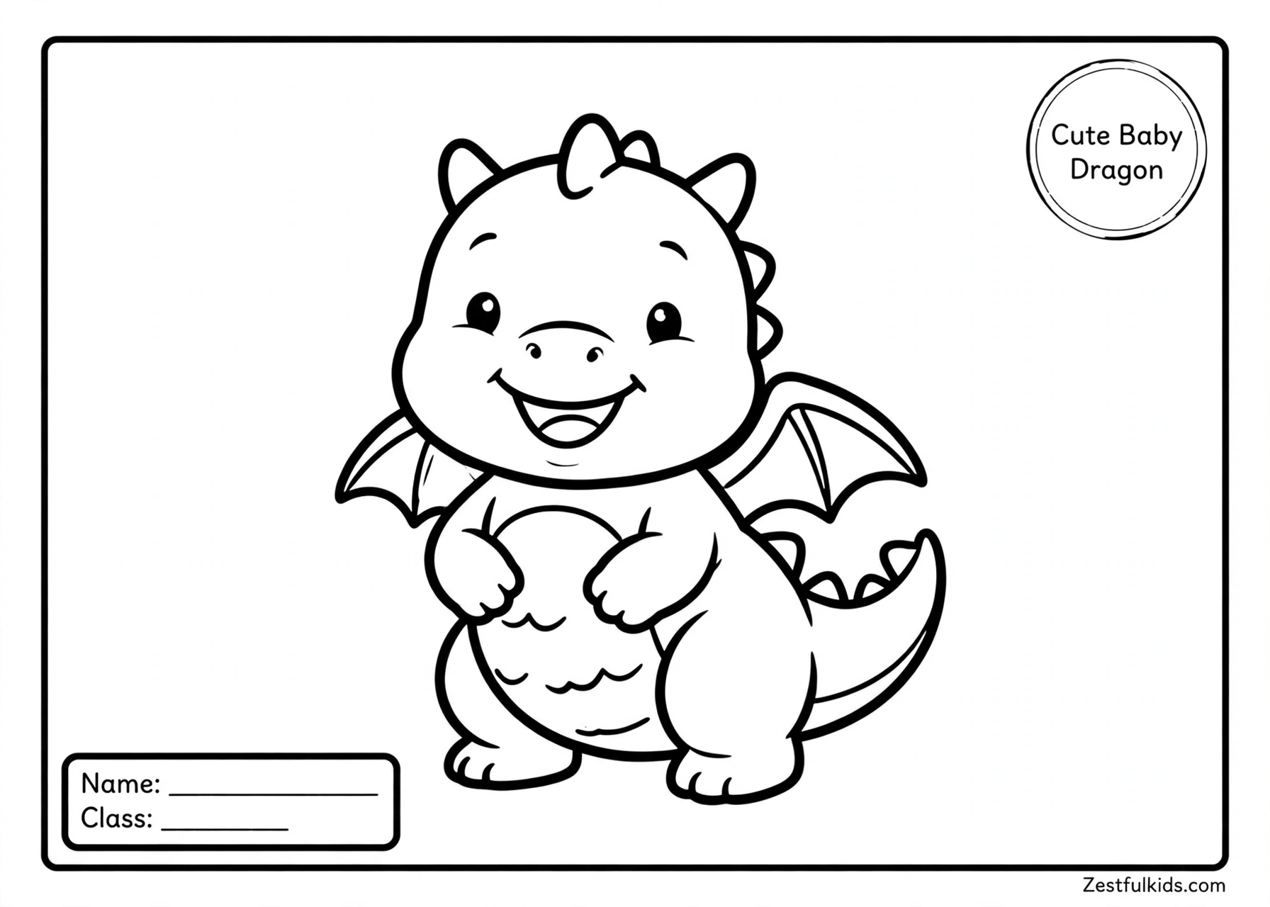 Cute Baby Dragon Coloring Page