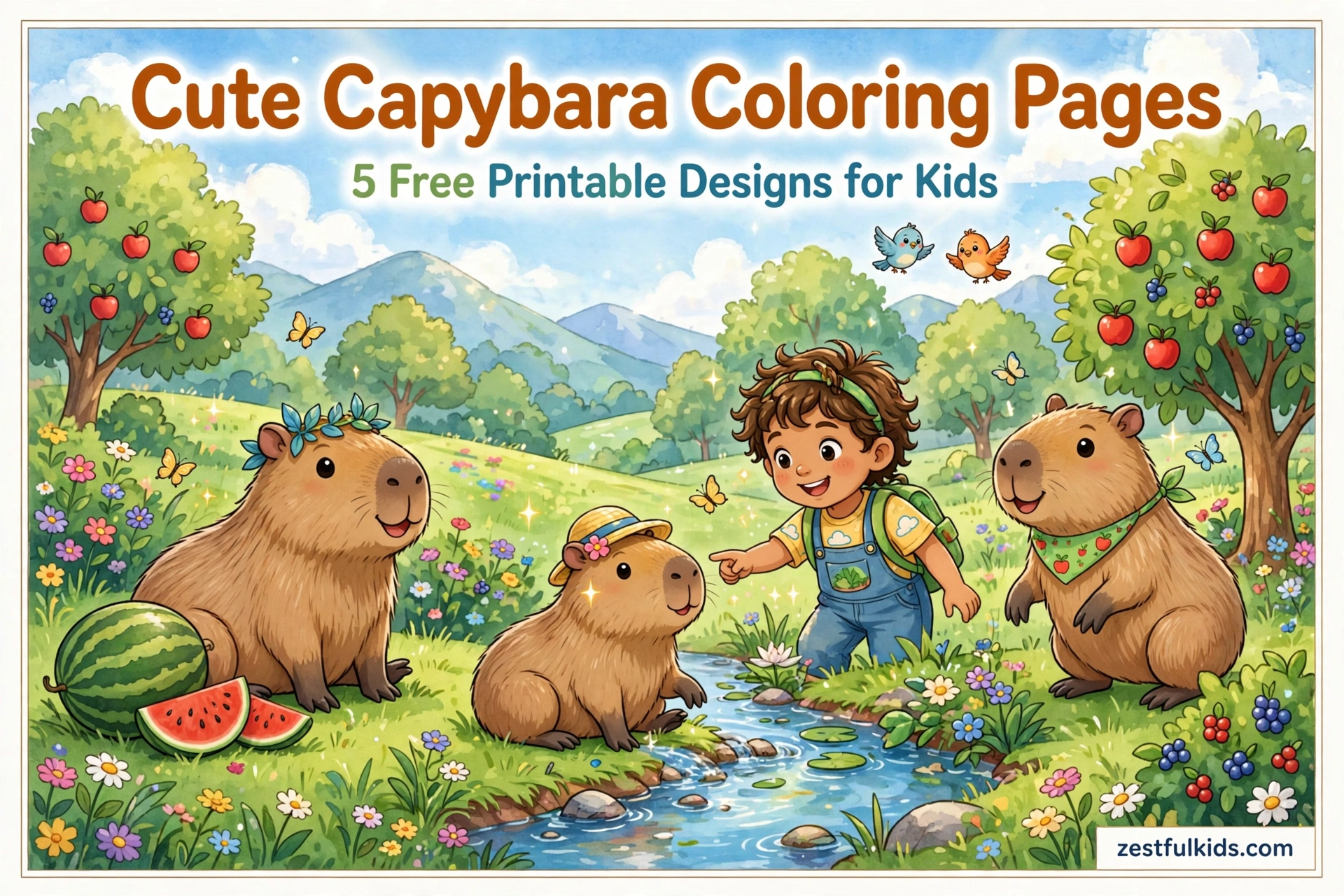 Cute Capybara Coloring Pages – 5 Free Printable Designs for Kids