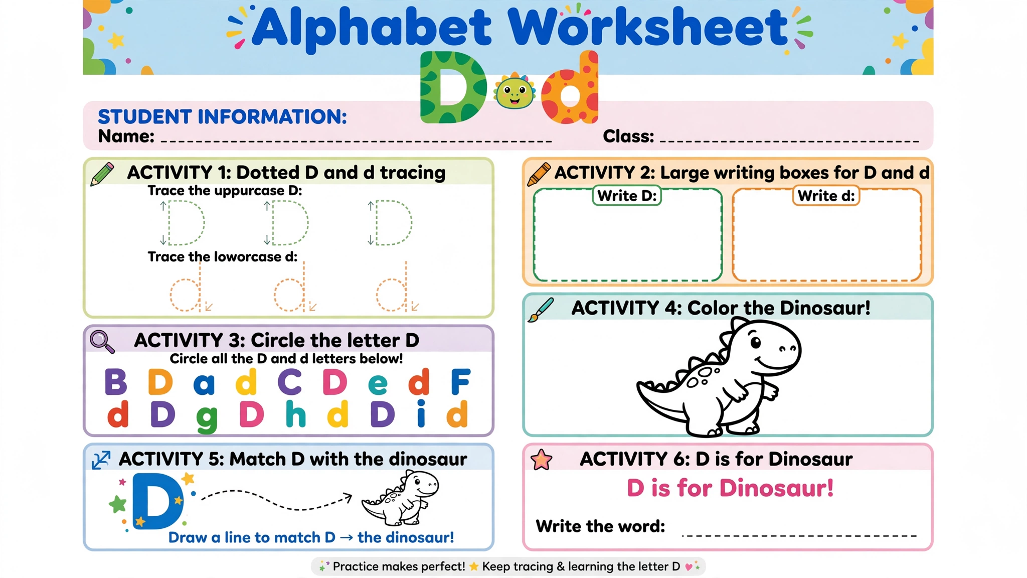 D - Printable Alphabet Worksheets for Kids