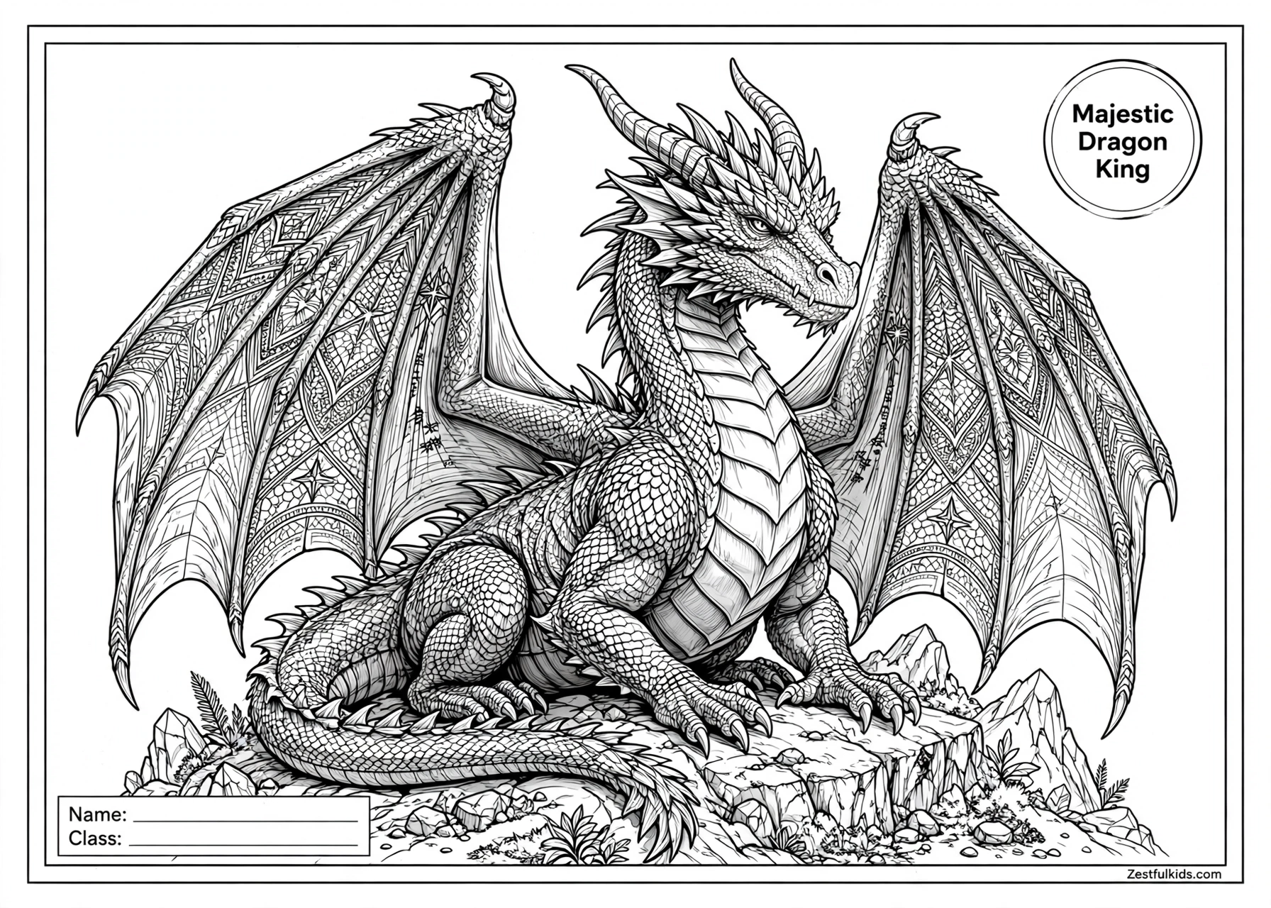 Detailed Dragon Coloring Pages for Older Kids 2
