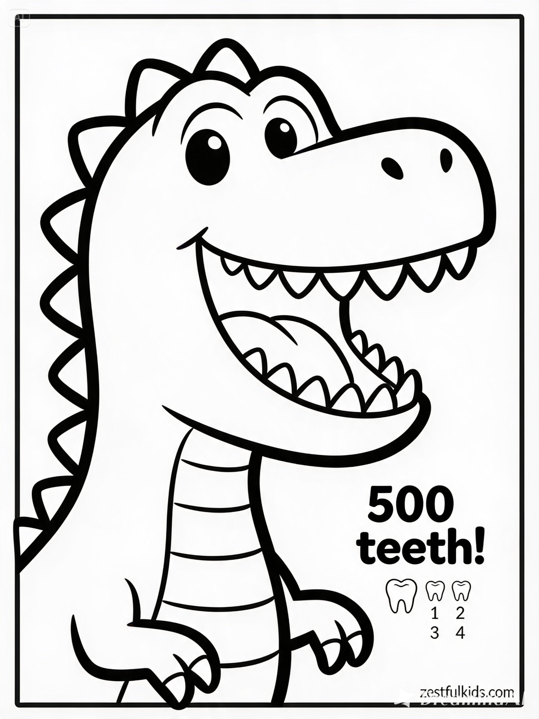 Dinosaur Has 500 Teeth Coloring Page_Smile