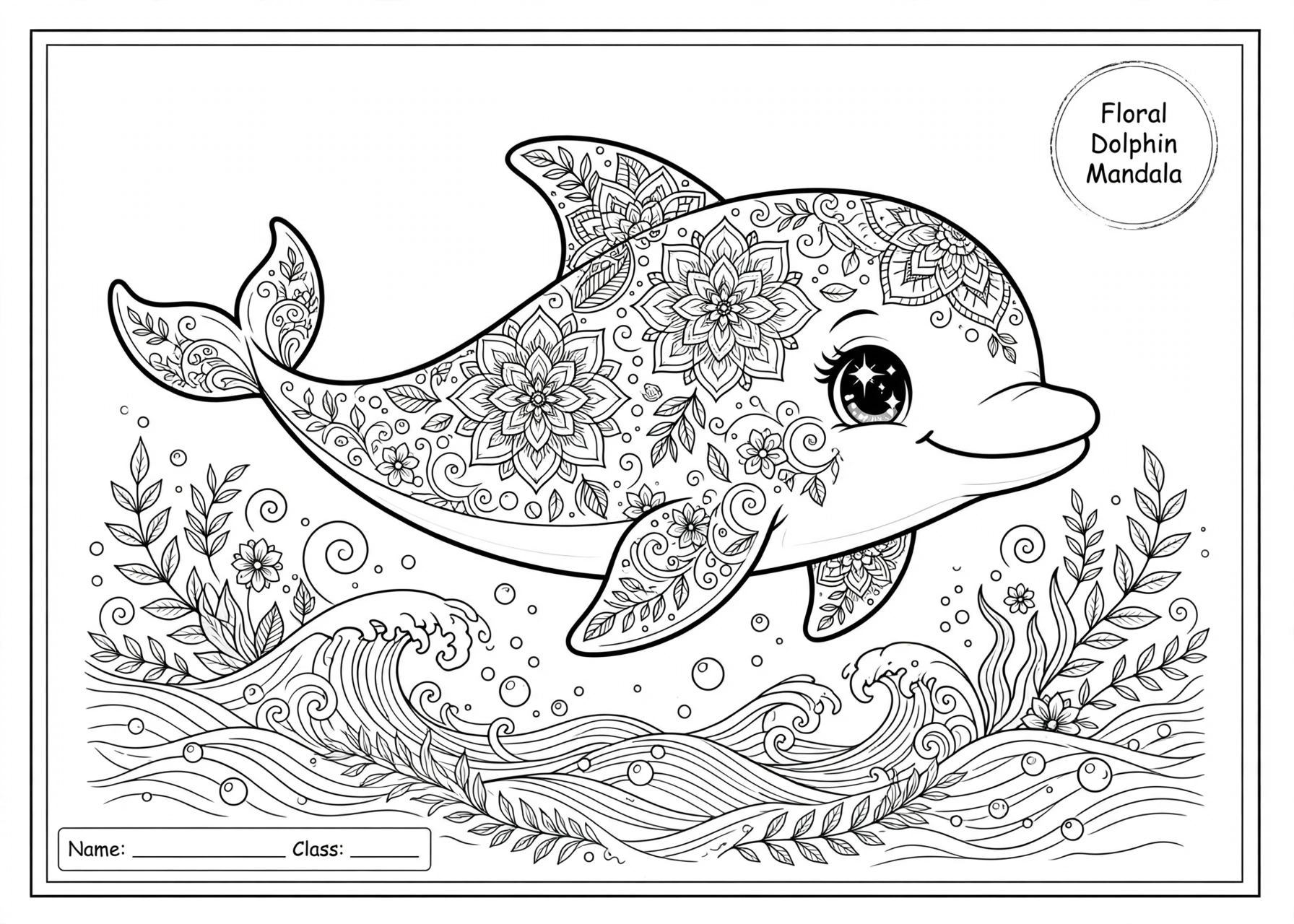 Floral Dolphin Mandala