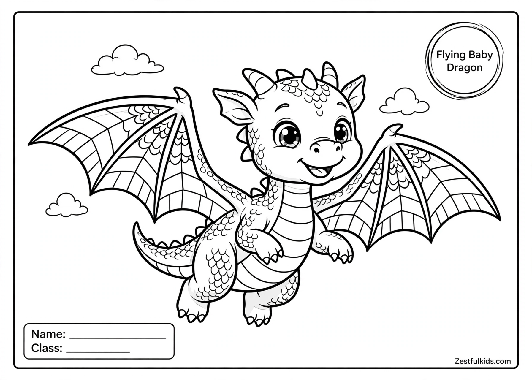 Flying Baby Dragon Coloring Page