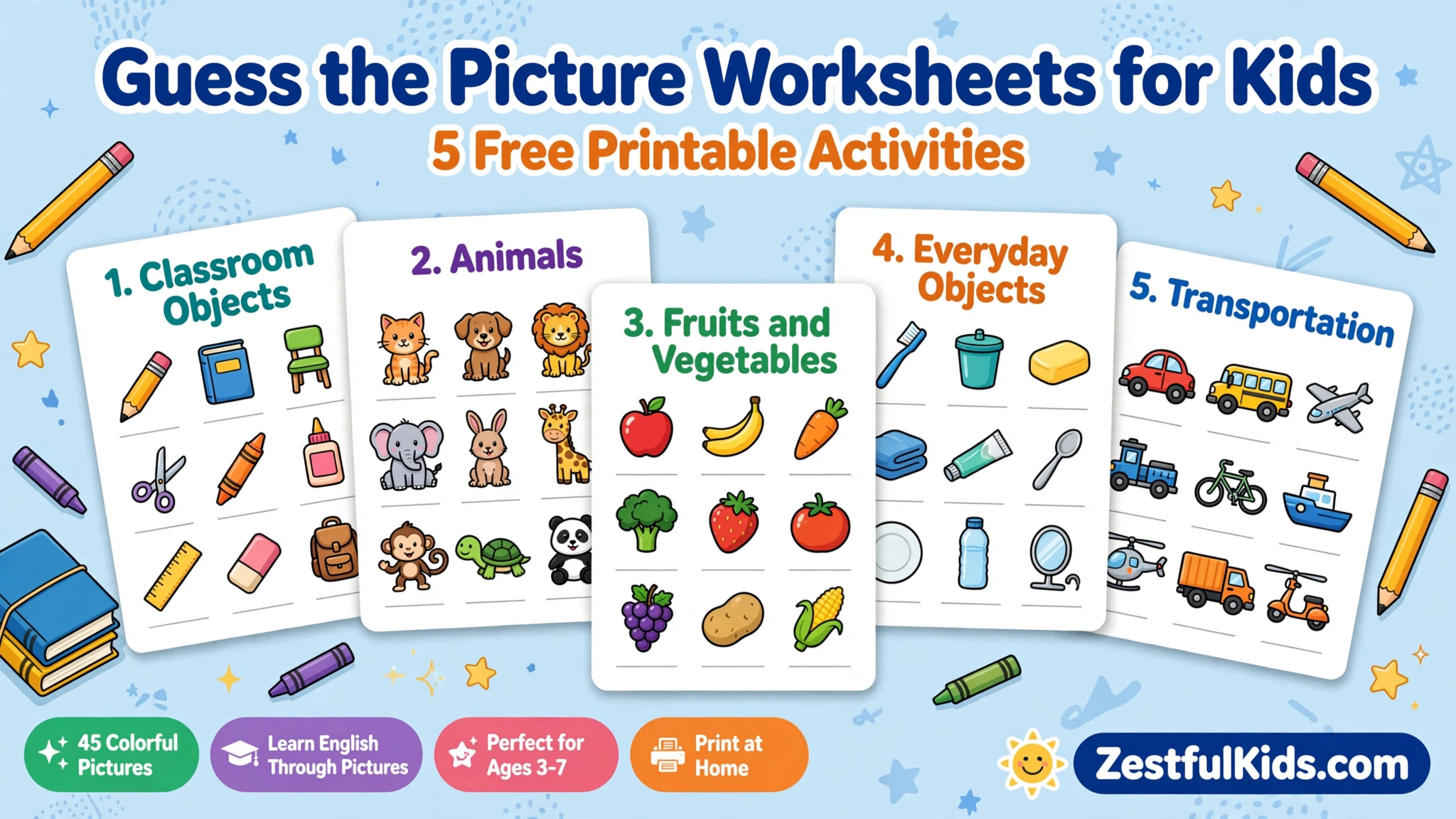 Guess the Picture Worksheets for Kids – 5 Free Download Printables