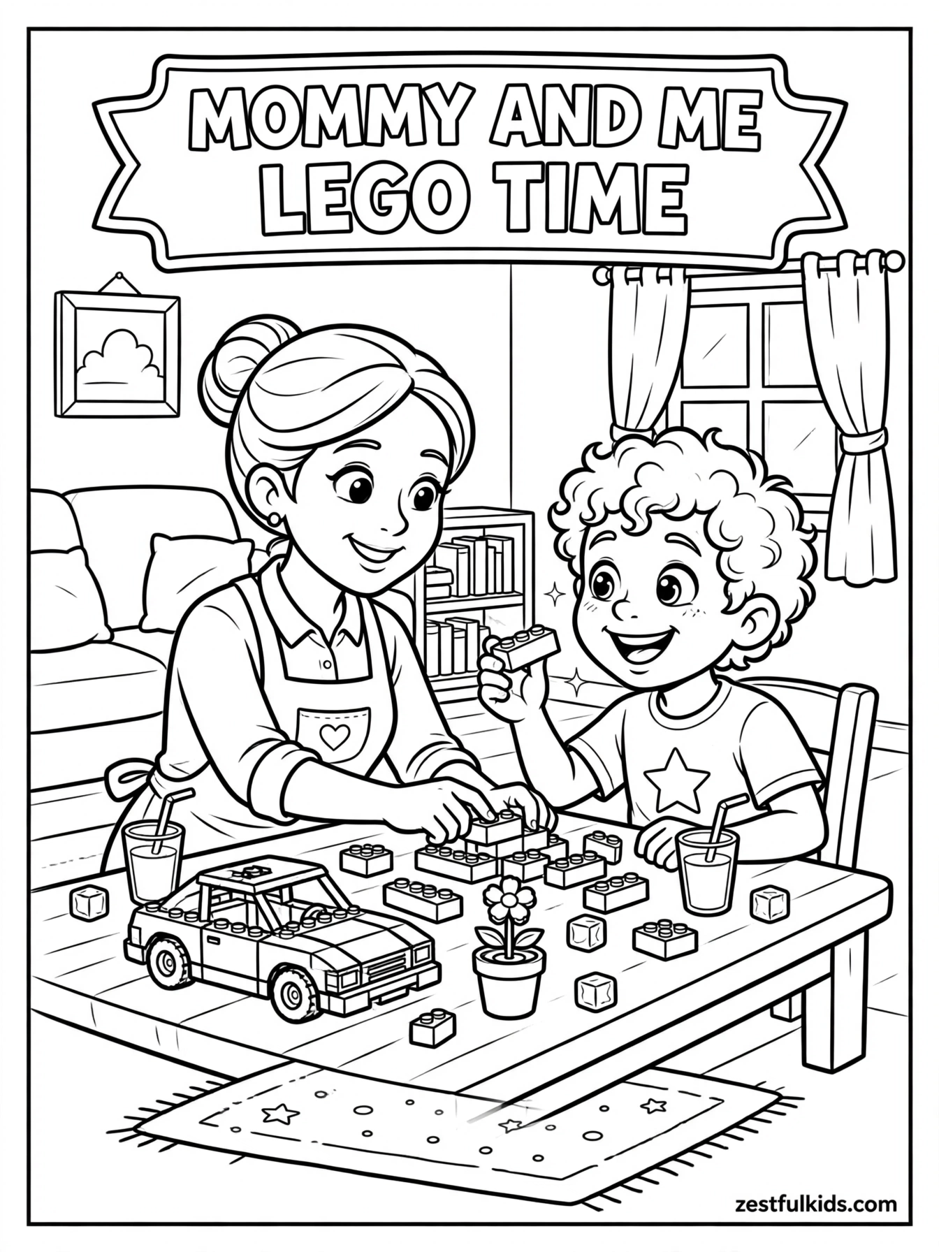 MOMMY AND ME LEGO TIME coloring page