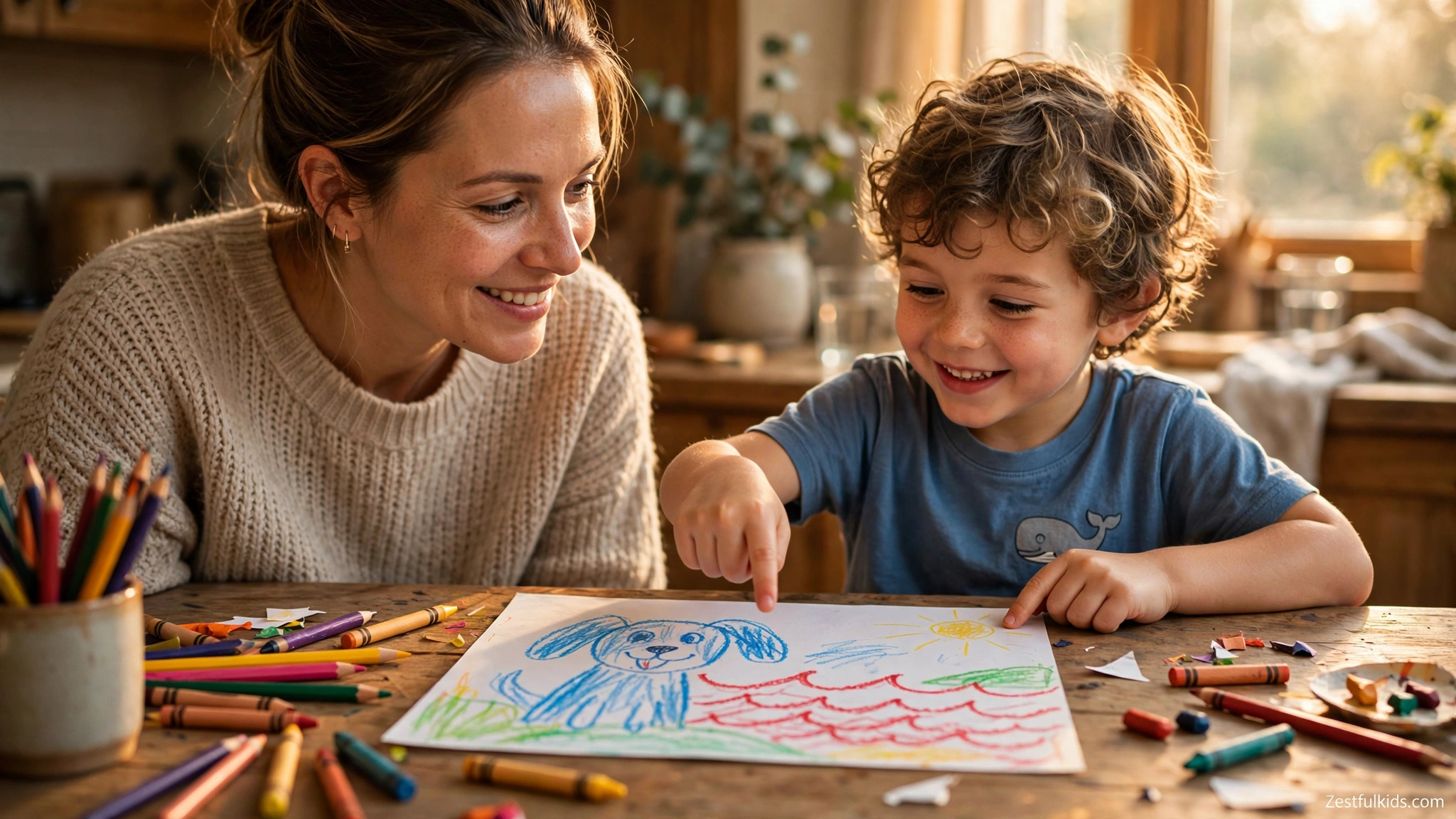 Parent and Child Coloring Together