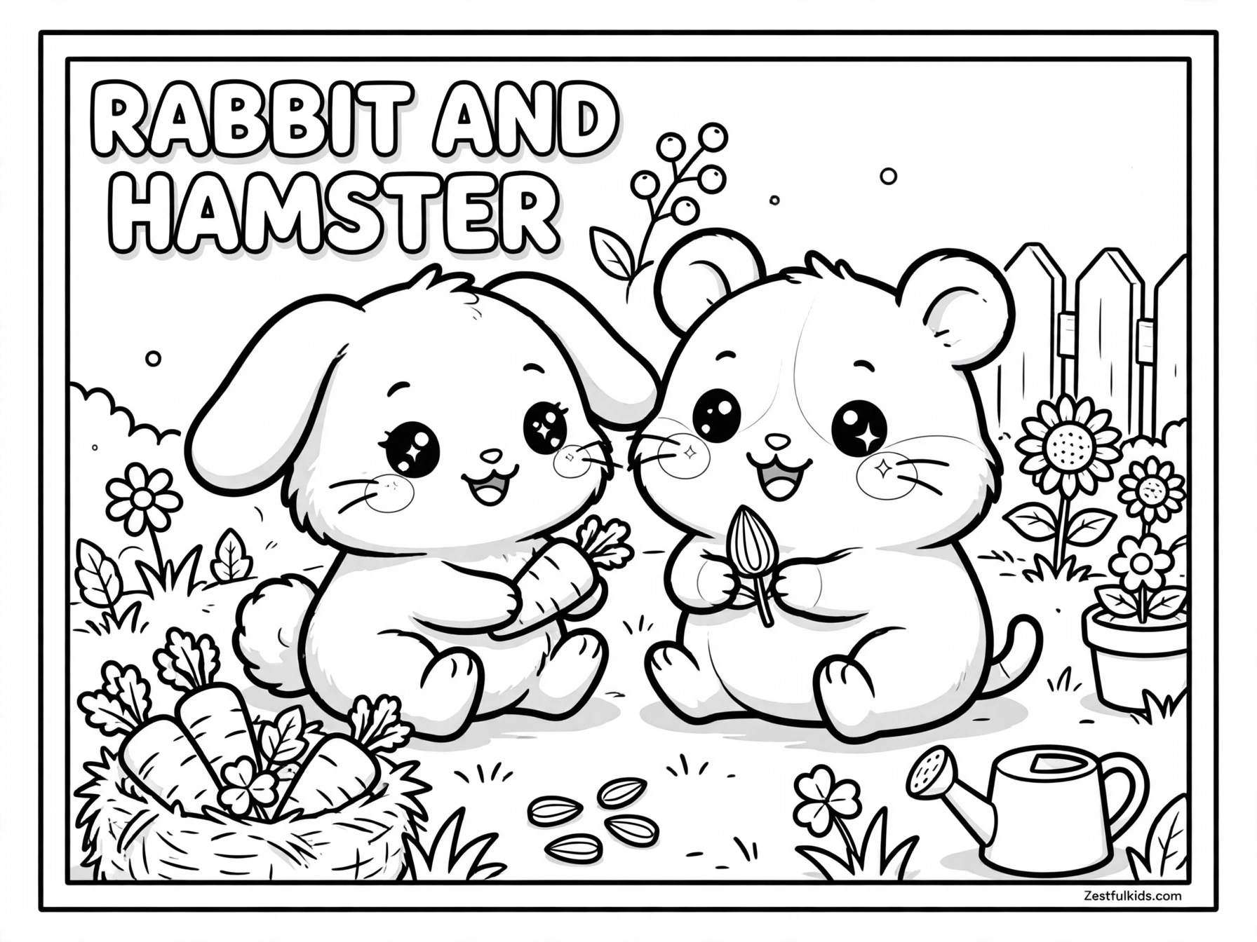 Rabbit and Hamster Coloring Pages