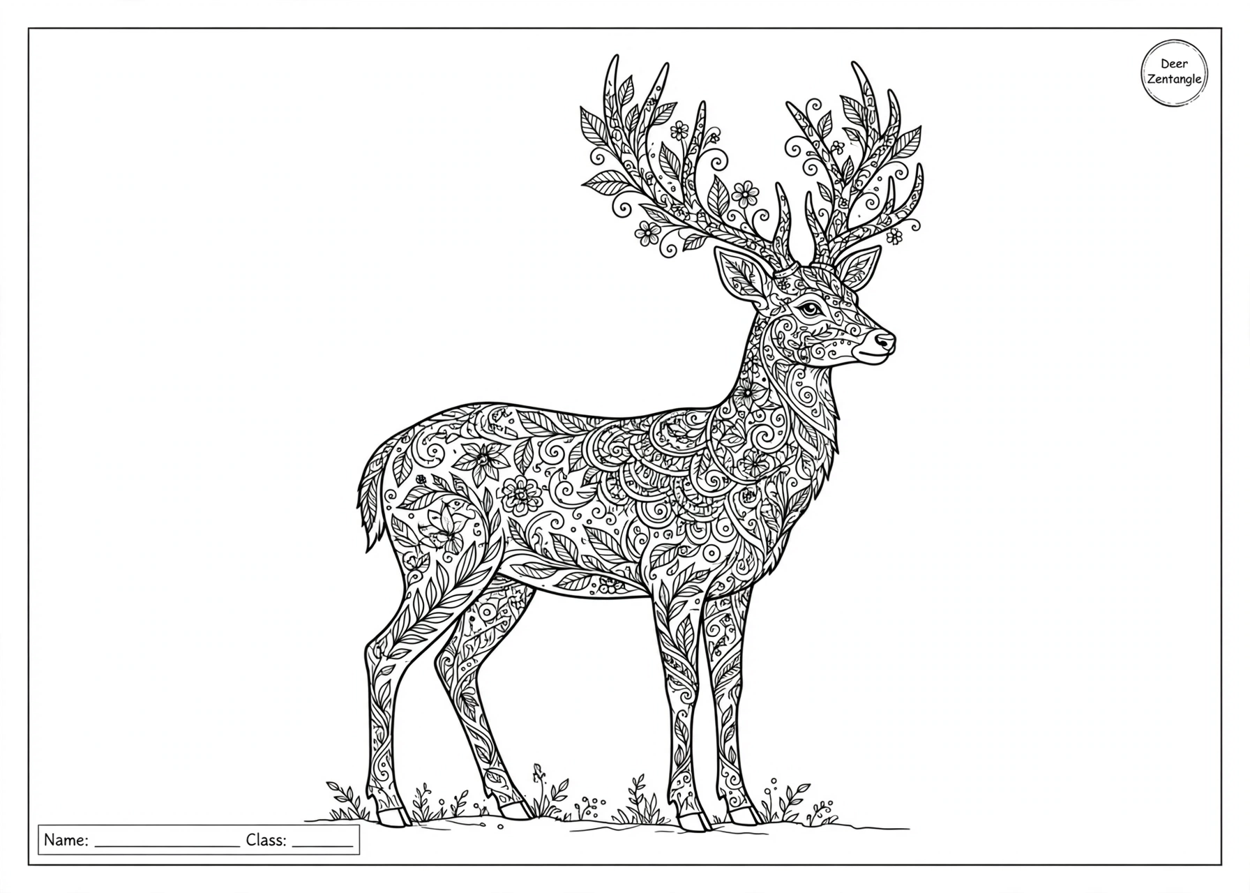 Detailed Deer Zentangle