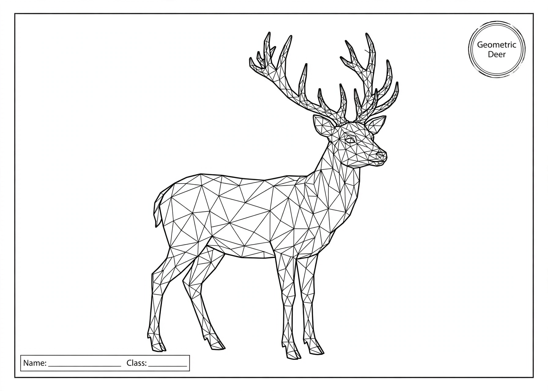Standing Deer Zentangle coloring for kids