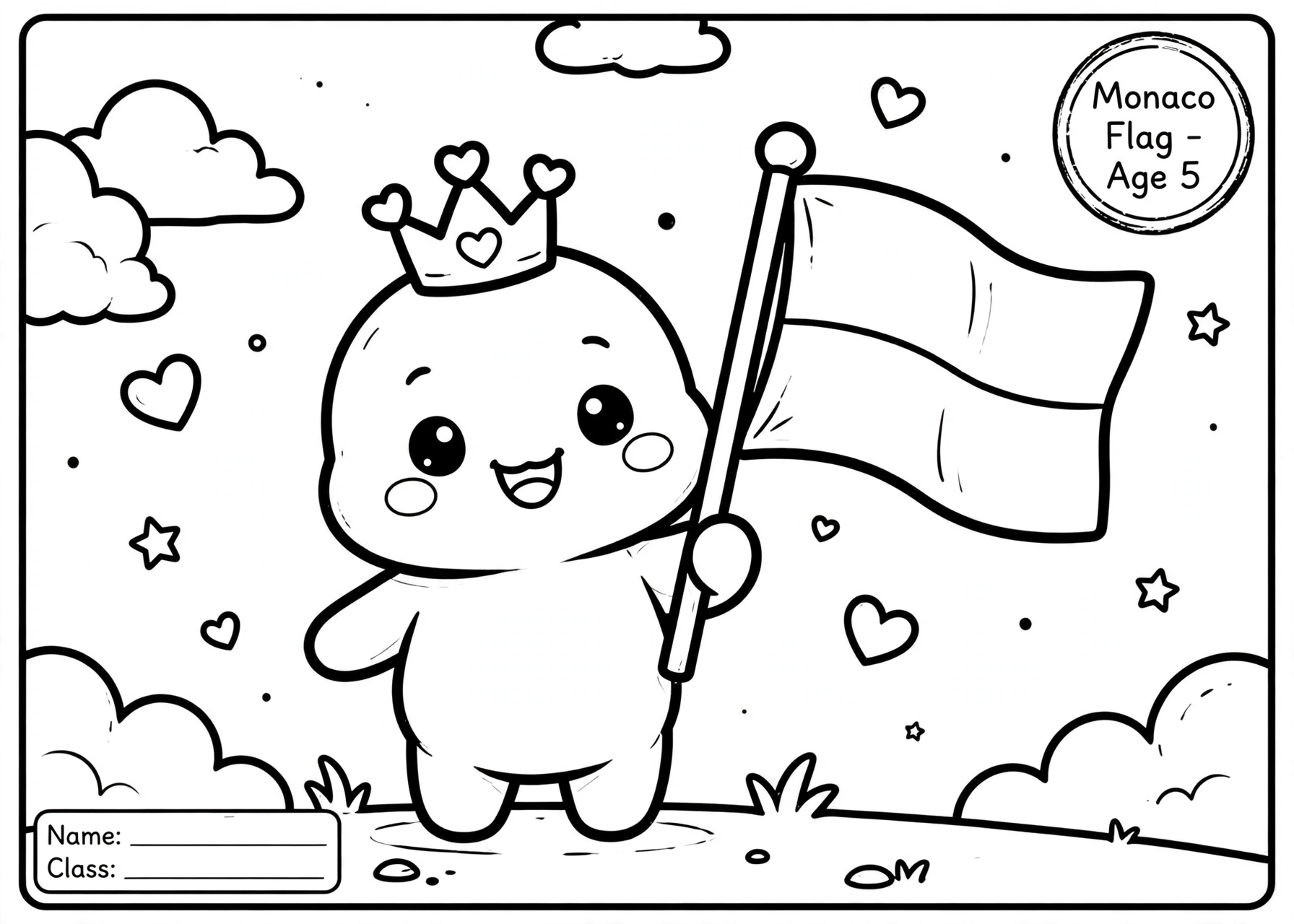 monaco flag coloring page for 5 age