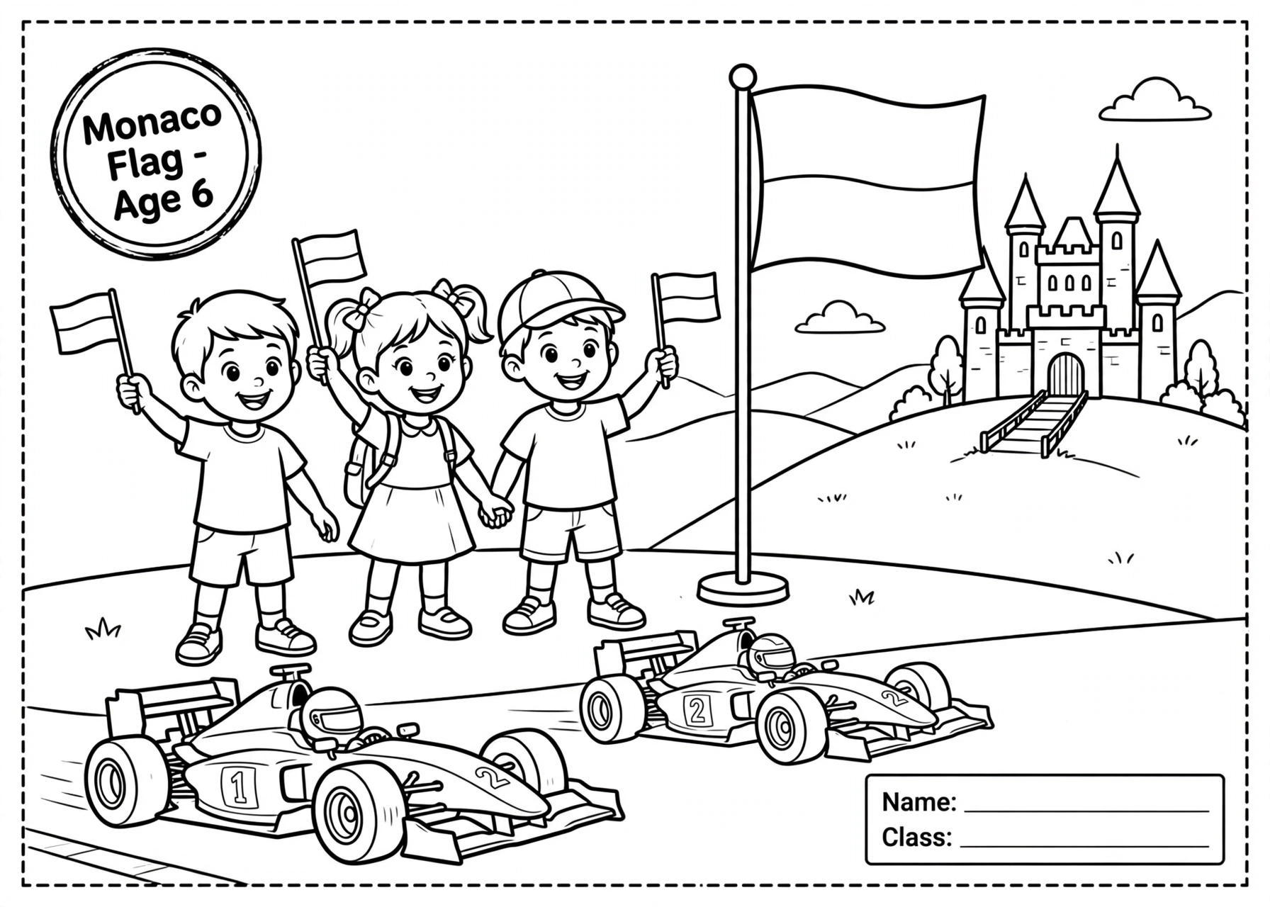 monaco flag coloring page for 6 age