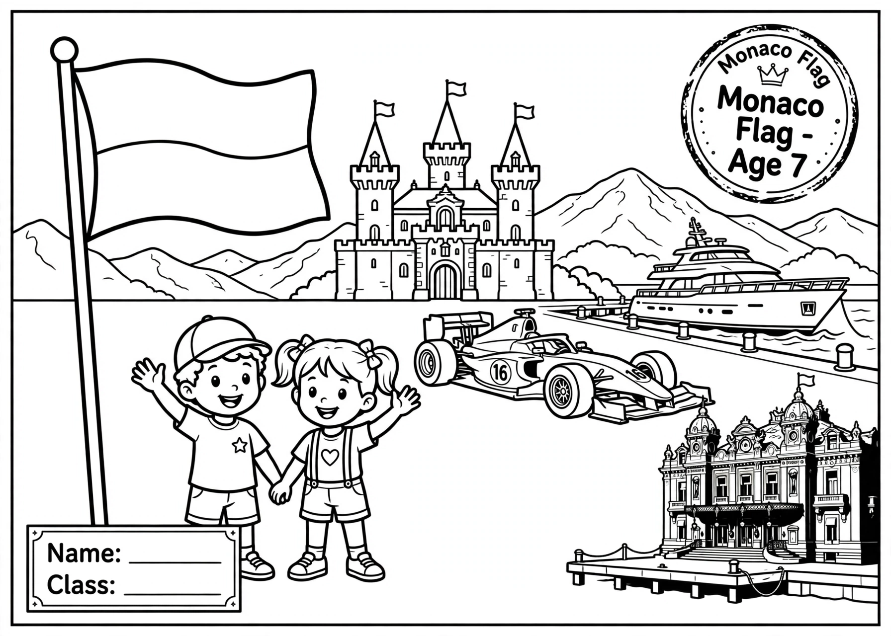 monaco flag coloring page for 7 age
